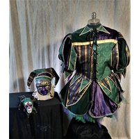 Medieval Jester Costume Dress Renaissance Jester Cosplay Costume Suit with Hat Circus Clown Costume Women Adult Festival Outfit