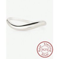 925 Sterling Silver Minimalism Smooth Wave Fashion Ring For Women Engagement Anniversary Daily Wear High Quality Fine Jewelry