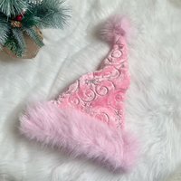 New Year Sequined Santa Sequin Santa Hat Pink Christmas Sequin Santa Hat With Shiny Sequin And Pompom Christmas Headwear Happy