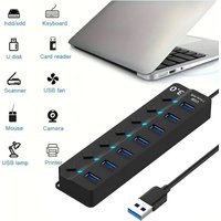 USB HUB 3.0 Multiprise USB High Speed Splitter 7 Port 5Gbps Hub Power Adapter With Switch Long Cable With Multiple Expander Hub