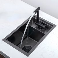 Black Kitchen sink Hidden Single bowl Bar Small Size Stainless Steel Balcony Concealed black kitchen
