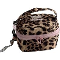 Multi-functional Leopard Print Square Storage Box Handheld Zipper Design Makeup Bag Handbag Women Girls