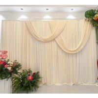 Ivory Cream Lycra Wedding Backdrop Curtain Drapes With Swags Party Event Birthday Stage Background Drapery Church Decoration