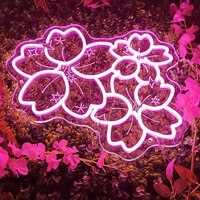 Pink Glow Flower Design LED Neon Sign Creates Romantic Atmosphere for Bedroom Living Room Wedding Party Decor Wall Art Lighting