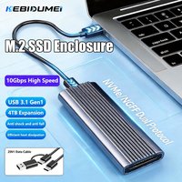KEBIDUMEI M.2 NVME SATA SSD Type-C Solid Metal External Hard Disk Box Too Case Laptop 10Gbps Enclosure Adapter For 2230 2242