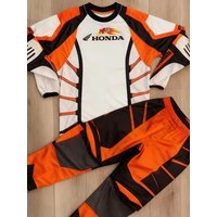 AliExpress Summer Kid/adult Honda New Motocross Clothing #4 CARMICHAEL SMX450 Jersey Long Sleeves Pants Set Gear Set Dirt Bike Suit Men