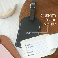 Custom Name Luggage Tag for Suitcases Customized Silvery Golden Monogram Name Vegan Luggage Tags with Privacy Name Card