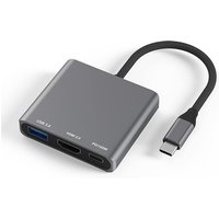 Compact 3-in-1 USB-C Hub Featuring 60W USB Power Delivery, 4K HDMI Output, and Multi-Port Connectivity