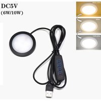 6W/10W LED 3 Colors Changeable USB LED Dimmable Mini Panel Lamp Storage Cabinet Kitchen Closet Indoor Mini Ceiling Spotlight