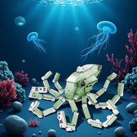 3D Ocean Deep Sea Creature Octopus and Great White Shark Model Building Blocks - Children DIY Ideal for Home Decor and Gift