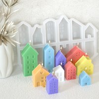 10/12 Hole 3D Nordic Style Small House Candle Mold Handmade DIY Mini House Gypsum Concrete Cement Mold