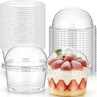 50PCS Pudding Cups Lids Ice-Cream Mousse Pudding Cups Plastic Dessert Cup Disposable Plastic Holiday Birthday Party