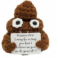 Funny Handmade Crochet Positive Energy Mini Doll With Card Desktop Ornament Home Room Decor for Friend Birthday Xmas Party Gifts