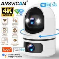 4K 8MP 5G Wifi Tuya Camera Dual Lens Dual Screen Indoor Baby Monitor Smart PTZ Security Surveillance Camera Support Alexa Google