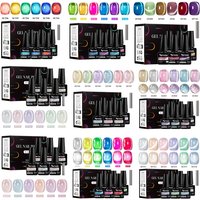 7pcs Cat Magnetic Gel Nail Polish Set Jelly Glass Beads Effect Magnetic Semi Permanent Soak Off UV Gel Varnish Nail Supplies DIY