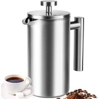 Stainless Steel Belwares French Press Coffee Maker Durable Double Walled Insulated Coffee Press,Mirror,black