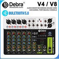 Konsola miksująca audio Debra V8 z Bluetooth 5.0 i zasilaniem Phantom Power do nagrywania na PC, użytku na scenie i efektów opóźnienia.