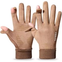 AliExpress NONE Outdoor Winter Warm Gloves for Unisex Thick Suede Full Finger Gloves Anti Slip Touch Screen Waterproof Gloves On The Inside