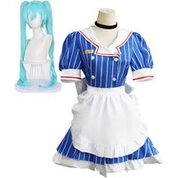 Mesmerizer Cosplay Costumes Wig Anime Uniform Women Striped Maid Dress Hat Apron Suit Halloween Christmas Carnival Party Dress