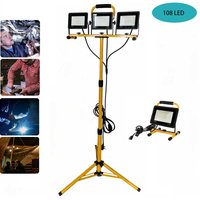 Super Bright LED Work Light with Stand - New 3 Head Portable flood light for Job Site Workshop Garage Construction Site Lighting