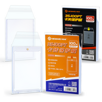 100PCS Clear Magnetic Card Holder Protective Film Hard Plastic Card Sleeves Film for 35PT-100PT Waterproof Protector