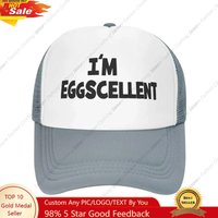 I'm Eggscellent Baseball Hats Men Women Adjustable Curved Brim Fitted Hats Fashion Trucker Hat Outdoor Daily Leisure Caps