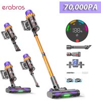 Erabros EV5 Odkurzacz bezprzewodowy pionowy 550W, siła ssania 70kPa, czas pracy do 80 minut, wyświetlacz LED, pojemnik na kurz 1,5L, odkurzacz ręczny wielofunkcyjny do domu, samochodu, usuwania