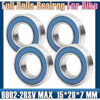 Roulements VRS MAX Pivot de Vélo en Acier Chromé Bleu Scellé avec Graisse 6902LLU, 6902, 15x28x7mm, 4 Pièces