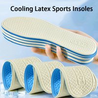 Cooling Latex Sports Insoles, Ultra-Thin Breathable Cushioned Inserts, Anti-Slip Insoles for Barefoot & Daily Use 1Pair/3Pairs