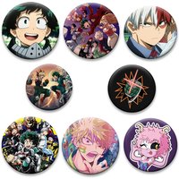 Midoriya Izuku,Bakugou Katsuki Comic Pins OCHACO URARAKA,Todoroki Shoto,Asui Tsuyu,Hero Badge Round Cartoon Brooches Bag Decor