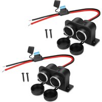 12V Dual Socket Cigarette Lighter Splitter with 15A Fuse for Car Truck RV Marine Power Outlet Adapter