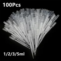 Laboratory Equipment 100Pcs/Lot Pipette 1ml 2ml 3ml 5ml Plastic Disposable Graduated Container Liquid Dropper Straw Makeup Tools