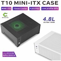 METALFISH T10 Mini ITX Case 4.8L Office Small Case Supports Built-in FLEX PSU/70mm High Cooler/OCULINK Expansion Card