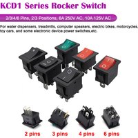 1Pcs KCD1 Series Rocker Switch 2/3/4/6 Pin 2/3 Position 6A/250V 10A/125V AC 15mm X 21mm Push Button Boat Car Power Switches