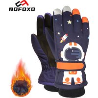 NOFOXO Winter Waterproof Snow Gloves Kids Windproof Thermal Cartoon Snowboard Snow Children Keep Finger Warm Skiing Gloves