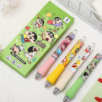 Crayon Shin chan Push Button Gel Pen Stationery for School Fun Face Chang Cute Student Exam Pen Black Water Pan Papeleria Gift