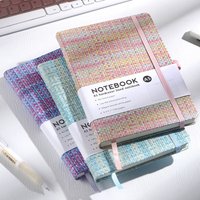 A5 Notebook Imitation Linen Hard Cover With Elastic Band 192 Pages Lined Paper Student Diary Planner Cute Stationery