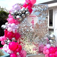 Mirror Silver Shimmer Wall Backdrop 12-24pcs Silver Square Sequin Shimmer Panels for Birthday Wedding Photo Backdrops Party Deco