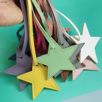 8cm PU Leather Patch Five-Pointed Star Keychain Star Decoration For Embellishing Bag Clothing Lanyard
