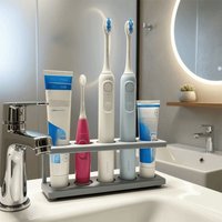 Multi-Slot Design Toothbrush Holder No Drilling Premium Electric Toothbrush Organizer Durable Space Saver Storage Rack