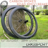 Carbon Spokes 1255g 700c Carbon Clincher Tubeless Tubular Wheelset V Brake 52T Ratchet UR06C High TG 255°C Road Rim Brake Wheels