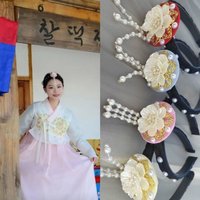 Sweet Flower Korean Headband Pearl Beaded Hanbok Hairband Ethnic Style Traditional Stage Dance Hair Hoop Girls
