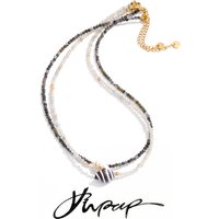 Yhpup Stainless Steel Conch Pendant Necklace Handmade Accessories White Gray Crystal Bead Chain Summer Collar Cheaper Jewelry