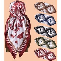 Butterfly Floral Print Square Silk Scarfs For Women Headscarves Foulard Bandana Hijab Female Neck Tie Soft Neckerchief Headscarf