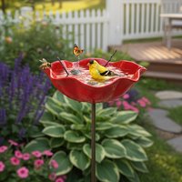 Metal Bird Bath & Pollinator Drinking Station, Multipurpose Garden Water Bowl for Flower Beds, Lawn Edges & Decorative Pots