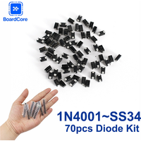 70/90pcs SMA SMD Rectifier Diode Kit 1N4001 1N4004 1N4007 SS14 SS24 SS34 SS16 SS26 SS36 for DIY PCB Circuit Board Projects