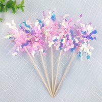 20pcs Happy Birthday Glitter Cake Topper Colorful Fireworks Tassels Cupcake Topper Wedding Baby Shower Baking Dessert Cake Decor