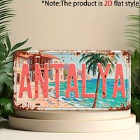 Antalya Turquoise Coast Beach Scenery Aluminum Tin Sign Wall Art Decor for Garage Bar Man Cave 2D Flat Printing Metal Poster