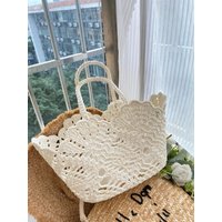 Handmade Hollow out Hook Flower Basket Tote Bag Summer New Style Fashionable Versatile Beach Bag Cotton Shoulder Handbag