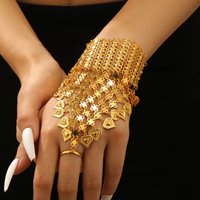 Ethnic style bracelet - multi-layer heavy-duty golden heart-shaped tassel bracelet - handback chain - fashionable accessory